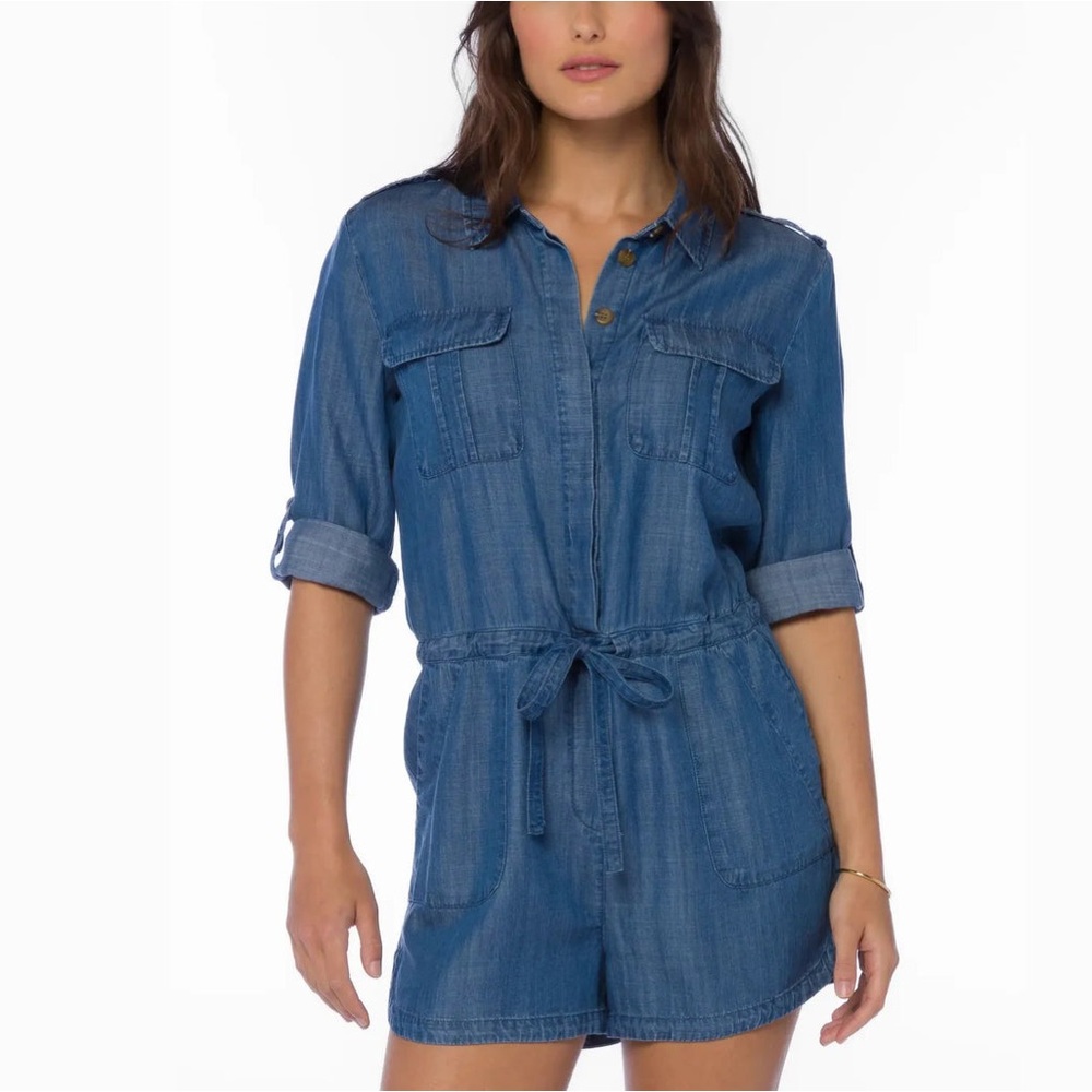 🌸Velvet Heart Denim Romper